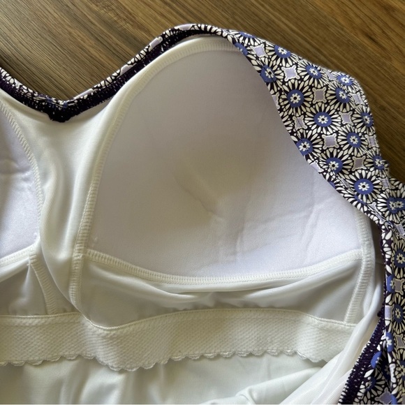 Lands End Womens Fauxkini One Piece Swimsuit Blue Built In Bra V-Neck 2X 20W-22W - Picture 5 of 9